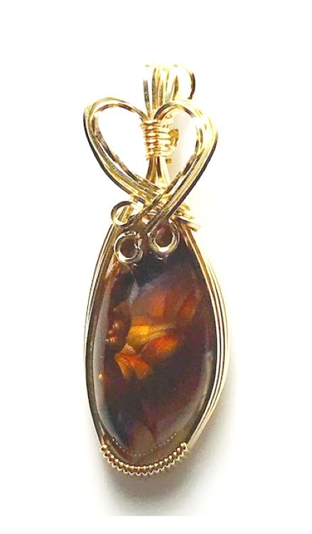 Fire Agate pendant, large fire agate jewelry